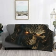 thumbnail image 2 of Honeii Metal Evil Skull print throw blanket, crafted from cozy cotton flannel, offers versatile home decor as a bedding suitable for all seasons.-50"x40", 2 of 6
