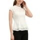 thumbnail image 5 of INSPIRAR CHIC Blusa sin mangas de encaje floral de ganchillo con cuello redondo y peplum para mujer L Blanca, 5 of 8