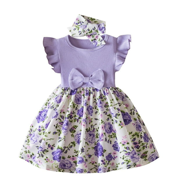 Robe Décontractée pour Bébé Fille à Manches à Volants, Robe Trapèze, Robe d'Été pour Fête d'Anniversaire, Tenue de Jeu, 0-3 Ans