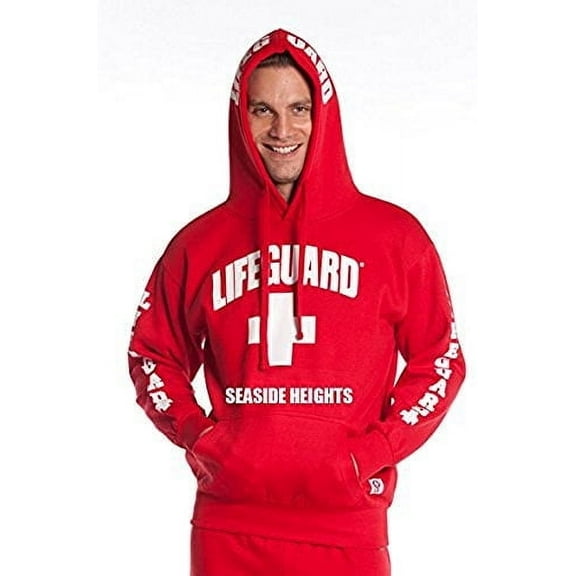 LIFEGUARD Officially Licensed Mens Halloween Costume Combo Pack Hoodie, Shorts, Hat, Fanny Pack Red
