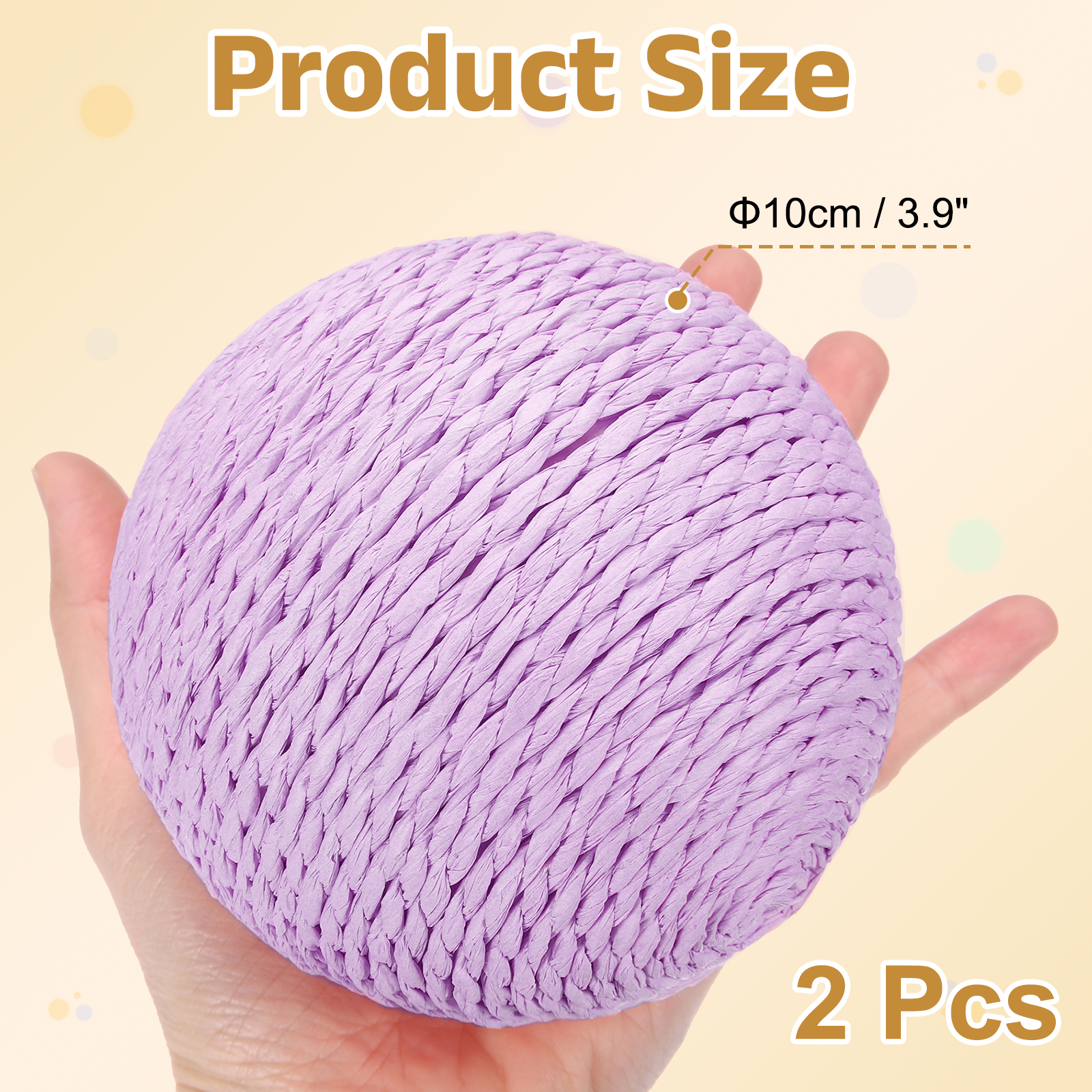 Uxcell Cat Toy Ball, Interactive Natural Cat Scratching Balls Sisal Cat Ball Toy ( Sisal, 2Pcs, 3.9Inch, Purple ) for Kittens Pet Enrichment Training Play Indoor Exercise Fun