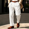 thumbnail image 2 of Men's Striped Dress Pants Slacks Slim Fit Business Work Suit Long Trousers M, 2 of 9