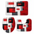thumbnail image 2 of Red Black Bathroom Rugs Set Color Block Stitching Non Slip Absorbent Soft Bath Mats 3 Piece Set with Bathroom Rug, U-Shaped Floor Mat, Toilet Seat Cover Small Size, 2 of 9