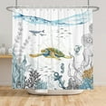 thumbnail image 3 of Mizhona Nautical Sea Turtle Shower Curtain Ocean Coastal Theme with Corals Bathroom Curtain Decor 72"X72", 3 of 5