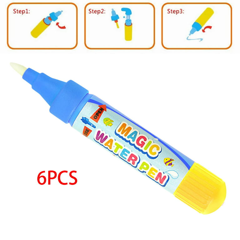 6Pcs Water Doodle Pens Early Toy Replacement Markers Pens for Toddlers, ,  Boys, Drawing , Crafting, Water Writing Mat , Blue