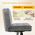 thumbnail image 2 of CloudRest Pro Armless Office Desk Chair, Criss Cross Swivel Chair with Wheels, Wide Seat Adult Vanity Chair for Home Office , Gray, 2 of 7