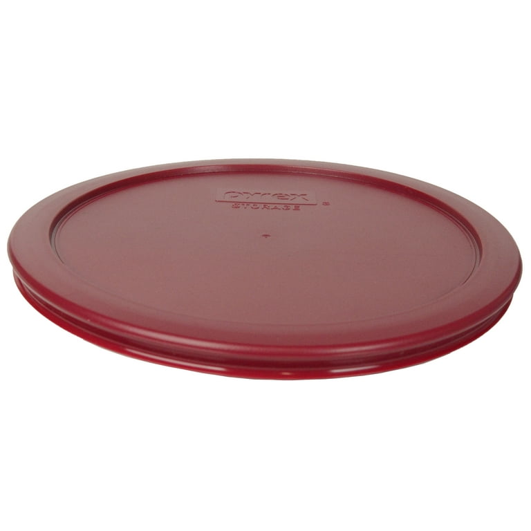 Pyrex 7203 7-Cup Glass Food Storage Bowl w/ 7402-PC Poppy Red Plastic Lid  Cover (2-Pack)