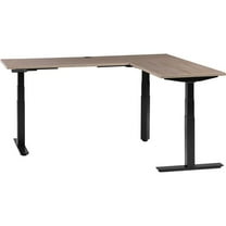 Global Industrial Interion L-Shaped Electric Height Adjustable Desk - 60 x 24 in. - Gray with Black Base