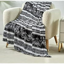 FAITH, HOPE, LOVE HOME DÉCOR Ultra Lush Printed Throw Blanket (50" x 60") - Black & White Floral