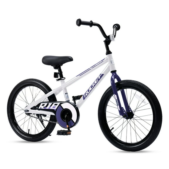RoyalBaby Rocket 18" Kids Bicycle with Kickstand, Ages 7-9, White