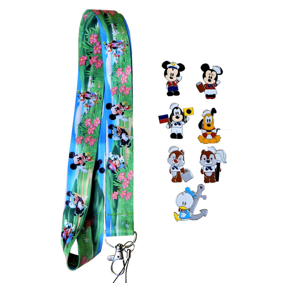 Disney Cruise Line Themed Trading Pins Specific Set with 7 Pins and Lanyard