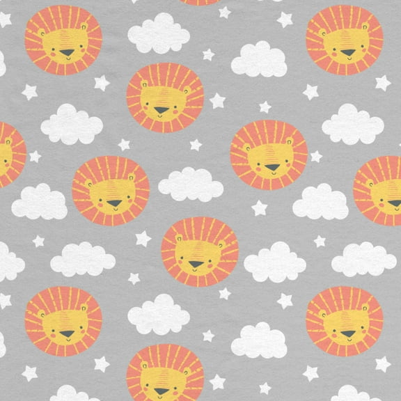 Mainstays 42" Light-weight Flannel Fabric Gray Lion by the Yard, Gray