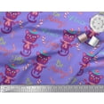 thumbnail image 3 of Soimoi Purple Cotton Duck Fabric Text & Cat Kids Print Fabric by the Yard 42 Inch Wide, 3 of 3