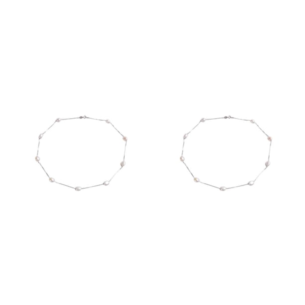 Collar de perlas de plata Minnieouse para mujer 2piezas Blanco 45cm