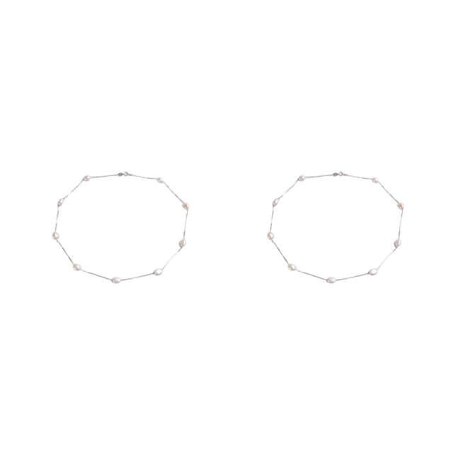Collar de perlas de plata Minnieouse para mujer 2piezas Blanco 45cm