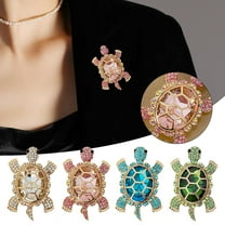 Soumake Women Turtle Brooch Rhinestone Anti-Slip Faux Crystal Wear-Resistant Suit Coat Collar Hat Scarf Decoration Clothes Pin Prom Party Garment Jewelry