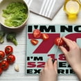 thumbnail image 3 of 70th Birthday Cutting Board, I am 18 with 52 Years Experience Words Humorous Fun Party, Decorative Tempered Glass Cutting and Serving Board, Large Size, Dark Coral White, by Ambesonne, 3 of 5