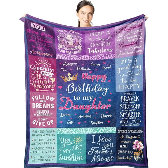 Daughter Birthday Gifts - to My Daughter Blanket 60x50in - Happy Birthday Gift Ideas for Girls - Daughters Bday Party Decor