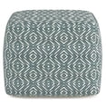 thumbnail image 3 of SIMPLIHOME Graham Square Pouf, Footstool, Upholstered in Patterned Teal, Natural Hand Woven Cotton, for the Living Room, Bedroom and Kids Room, Transitional, Modern, 3 of 5