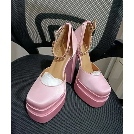 

2021 New Brand Women Sandals Summer Shoes Sexy Thick High Heels Platform Black Red Yellow Dress Party Wedding Shoes Woman Pumps