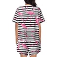 thumbnail image 6 of Uemuo Flamingos Pattern Women's Short-Sleeved Pajama, Button-Front Loungewear, 2-Piece Summer Sleepwear, Elastic Drawstring Shorts-Medium, 6 of 7