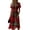 Wine F, variant on Women’s Short Sleeve V Neck Striped Midi Dress with Elastic Waist Casual Fit and Flare A Line Skirt for Everyday Wear Black L