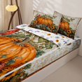 thumbnail image 3 of Manfei Vintage Thanksgiving Pumpkin Zipper Full Size Comforter Sets with Fitted Sheet and 2 Pillowcases for Kids, Floral Bird Butterfly Zipper Bedding Set, Halloween Reversible, 4 Pieces, 3 of 6