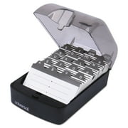 Universal Push-Button Business Card File, Plastic, 4 x 5 3/4 x 2 3/4, Black