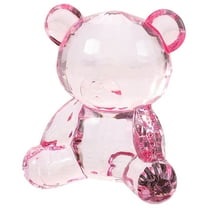 Luxshiny Garden Bear Statue Bear Figurine Pink Acrylic for Tabletop Decoration 1Pack