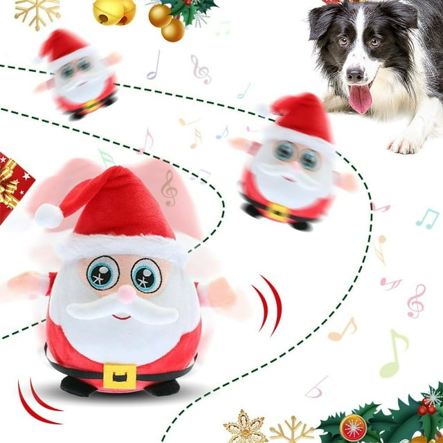 2026 New Active Moving Pet Plush Toy Interactive Dog Toy Santa Claus