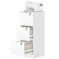 thumbnail image 1 of CoSoTower Lockable Filing Cabinet with 3 Fluted Drawers, File Cabinet with Adjustable Hanging Rails for A4 Letter Files, White, 1 of 7