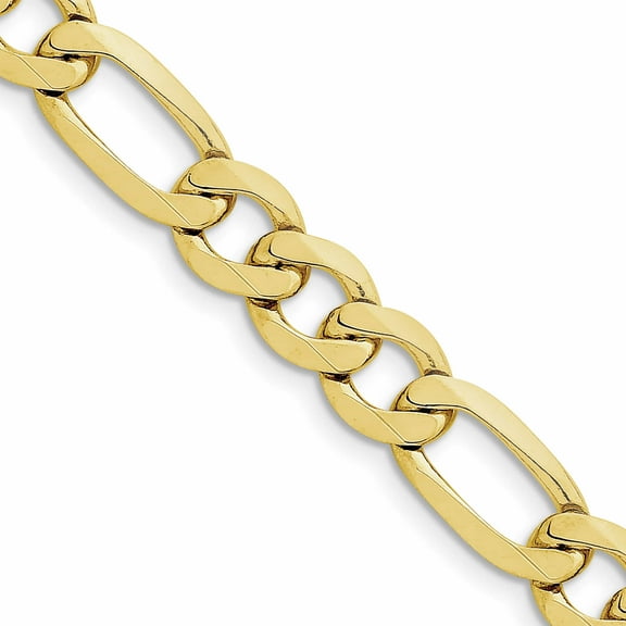 10K Yellow Gold 10mm Concave Open Figaro Chain (22 X 10) Made In South Africa 10lf250-22