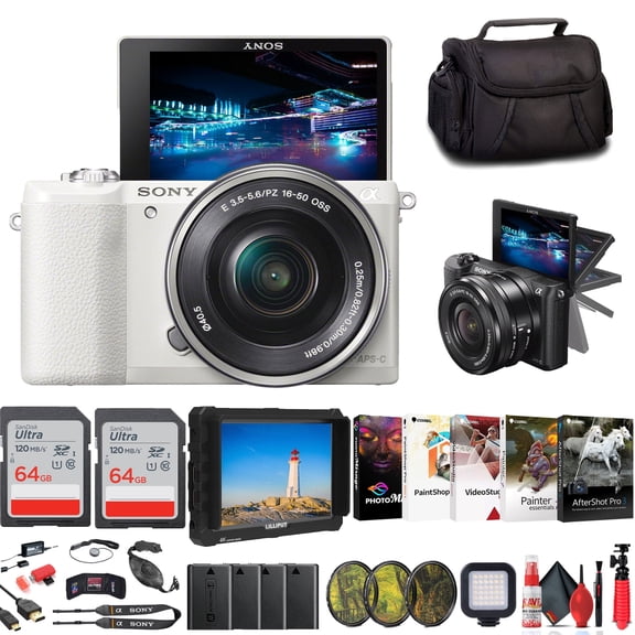 Sony Alpha a5100 Mirrorless Camera with 16-50mm Lens Bundle   Monitor (International Model)