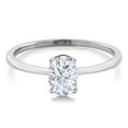 thumbnail image 2 of Gem Stone King 10K White Gold Moissanite Solitaire Engagement Ring for Women (0.90 Cttw, Oval 7X5MM, Gemstone Birthstone, Size 5), 2 of 3