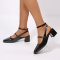 thumbnail image 5 of LuckLilac Women's Square Toe Slingbacks Mary Jane Pumps Patent Leather Chunky Low Heel Buckle Strap Heels sandals Wedding Party Dress Shoes, 5 of 5