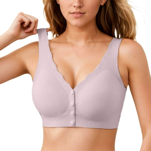 Arlun,Jelly Front Closure Bras for Women Wireless No Underwire Comfort Convenient Seamless Supportive Mastectomy Bralettes Oversized Full Coverage Wire-Free Nursing Bras Pink XL