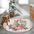 thumbnail image 3 of Round Area Rug 3 Ft, Easter Bunny Roses Washable Non-Slip Circle Carpet for Living Room/Bedroom, Pink Floral Spring Linen Low-Profile Small Floor Mats Collection Rugs for Indoor, 3 of 8
