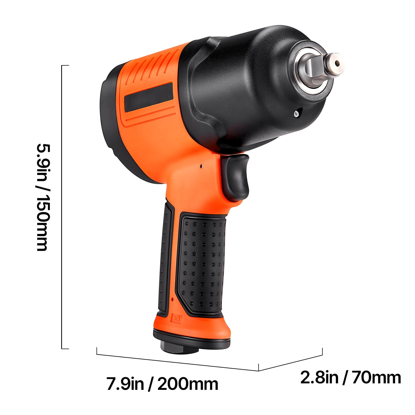 KFFKFF 1/2" Drive Pneumatic Impact Wrench with 1100 ft-lbs Reverse Torque, 7500RPM, 4-Speed Adjustable Tool for Vehicle Repairs and Maintenance