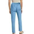 thumbnail image 3 of Womens High Waist Casual Linen Pants Drawstring Straight Leg Lounge Pants Trousers with Pockets, 3 of 5