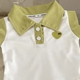 thumbnail image 5 of HAOTAGS Girls Polo Dress Sleeveless Notched Collar Solid Color Summer Dress for Toddler to Teen Beige Size 8-9Years, 5 of 6