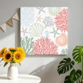 thumbnail image 2 of Canvas Wall Art, Red Sage Green Coastal Framed Canvas Prints for Bathroom Desk, Summer Beach Coral Shell Starfish Small Gallery Wrapped Wall Decor for Home Office, Gifts, 8"x8" Ship Next Day, 2 of 8