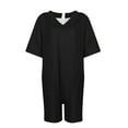 thumbnail image 4 of Gibobby pantalones siameses Mono informal de manga corta para mujer, de talla grande, con cuello en V, pantalones cortos de pierna ancha de verano, mono con bolsillo(Negro， XXXXL), 4 of 5