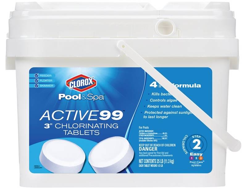 Clorox Pool and Spa Active 99 ThreeInch Chlorinating Tablets, 25 lbs