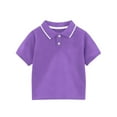 thumbnail image 2 of YUNAFFT Boys Shirt Summer Casual Solid Color Short Sleeve Cotton Turn-Down Collar Shirt 2-12Y, 2 of 3