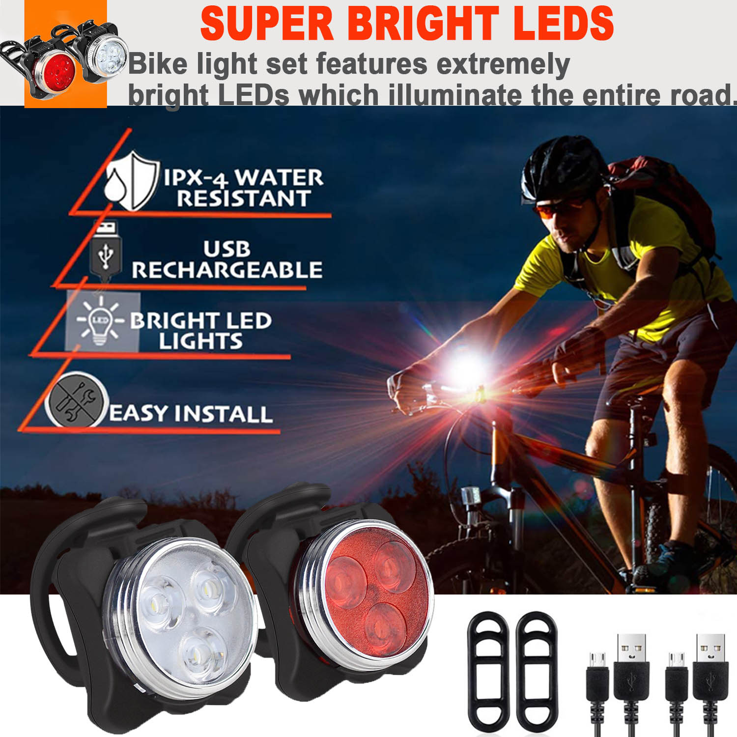 Camkey USB Rechargeable Bike Light Set photo 3