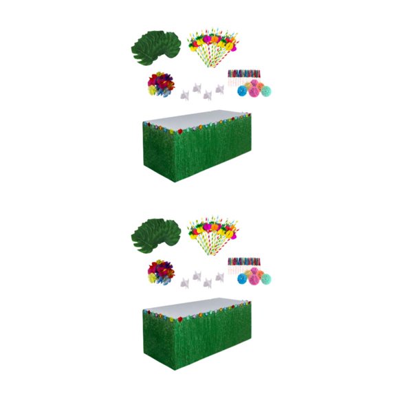 Bewildely Decoración de fiesta hawaiana Luau, de , hojas de palma, flores, pajitas de fruta, Tropical, tipo de suministros para la playa tipo 4 2Conjunto