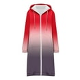 thumbnail image 5 of Hoodies Jackets for Women Drawstring Long Sleeve Front Zip Long Print Coats Casual Loose Trendy Outwear with Pockets (S, Red), 5 of 5