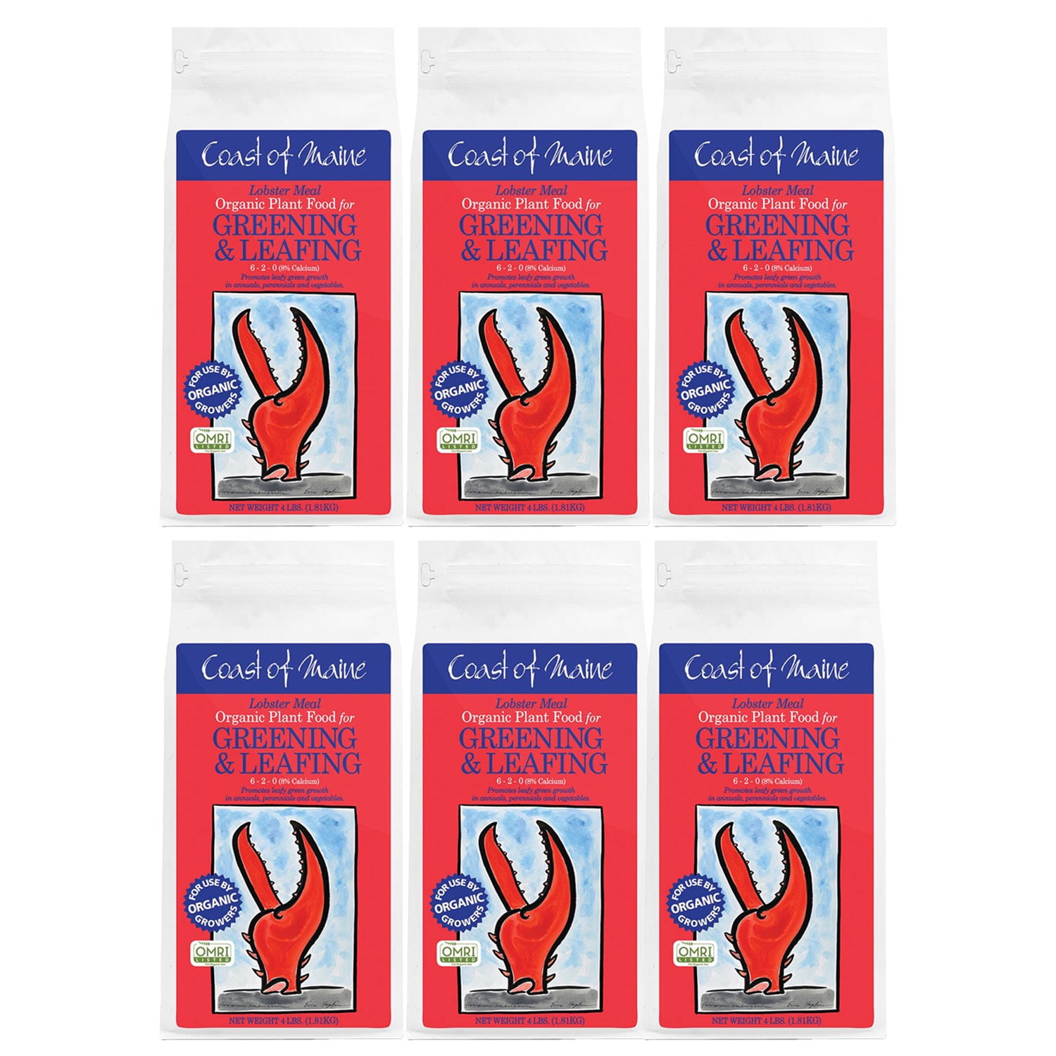 Coast of Maine Lobster Meal Organic Fertilizer Mix, 4 Pound Bag (6 Pack