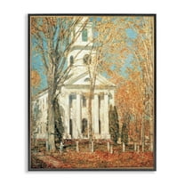 Stupell Industries Classic Church At Old Lyme Buildings & Architecture Painting Black Framed Art Print Wall Art, 11 x 14