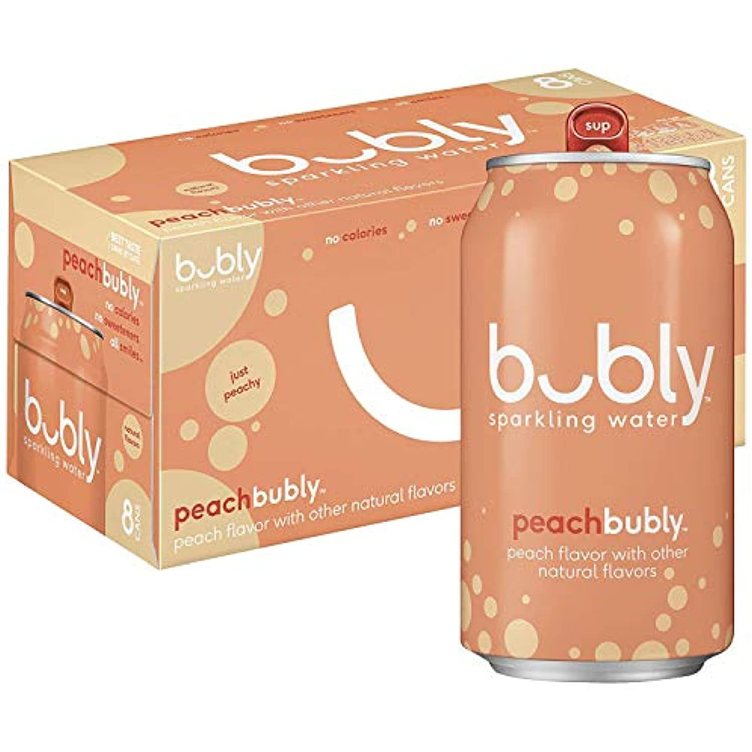 Bubly Sparkling Water, Peach, 8 Count
